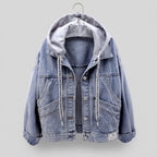 Eefje | Dames Spijkerjas met Capuchon, Acid-Wash Denim
