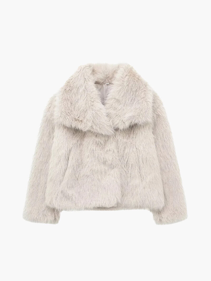 Anaïs | Dames Teddyjas van Imitatiebont met Relaxte Pasvorm en Opstaande Kraag