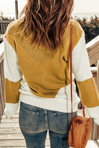Geesina | Gebreide Damestrui met Chevronpatroon – Tweekleurige Pullover