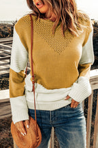 Geesina | Gebreide Damestrui met Chevronpatroon – Tweekleurige Pullover