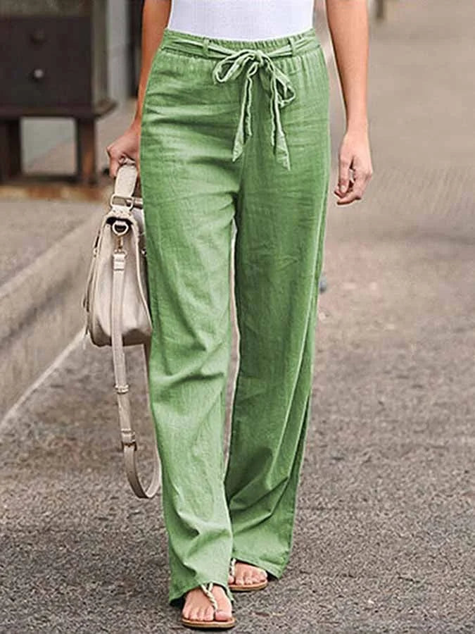 Faylinn | Dames Linnen Broek – Casual Losse Broek met Elastische Taille en Relaxte Fit