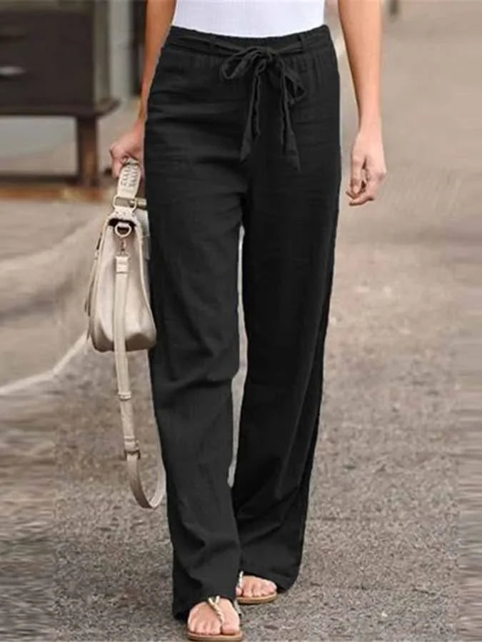 Faylinn | Dames Linnen Broek – Casual Losse Broek met Elastische Taille en Relaxte Fit