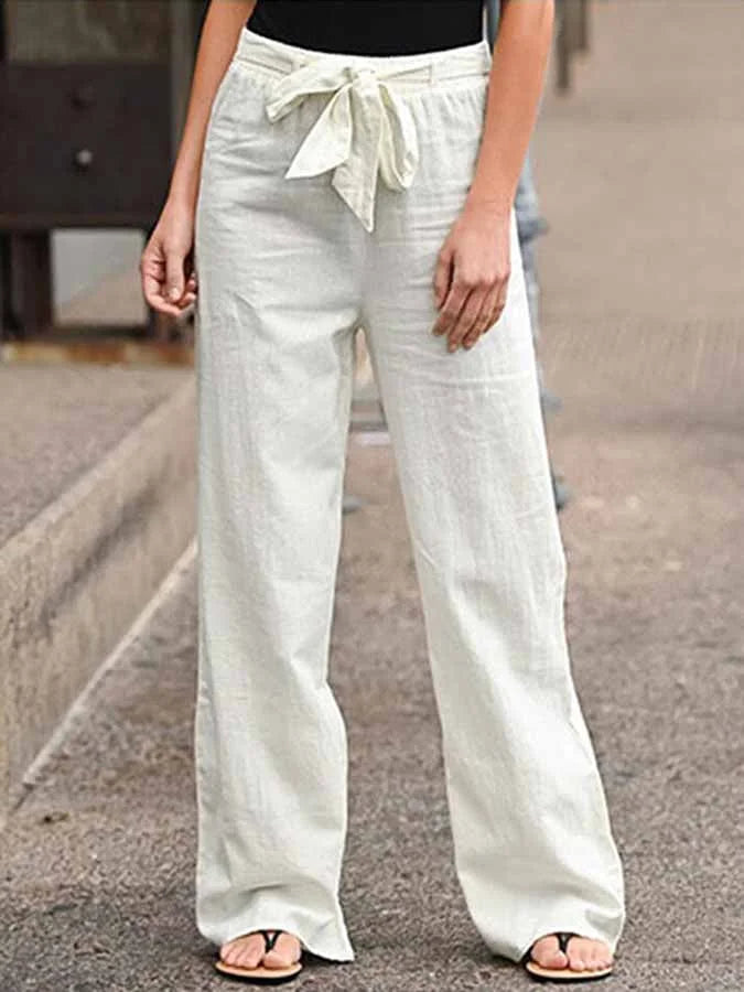 Faylinn | Dames Linnen Broek – Casual Losse Broek met Elastische Taille en Relaxte Fit
