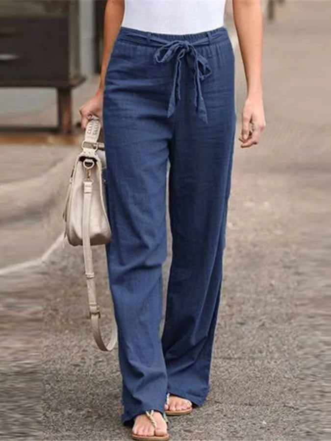 Faylinn | Dames Linnen Broek – Casual Losse Broek met Elastische Taille en Relaxte Fit