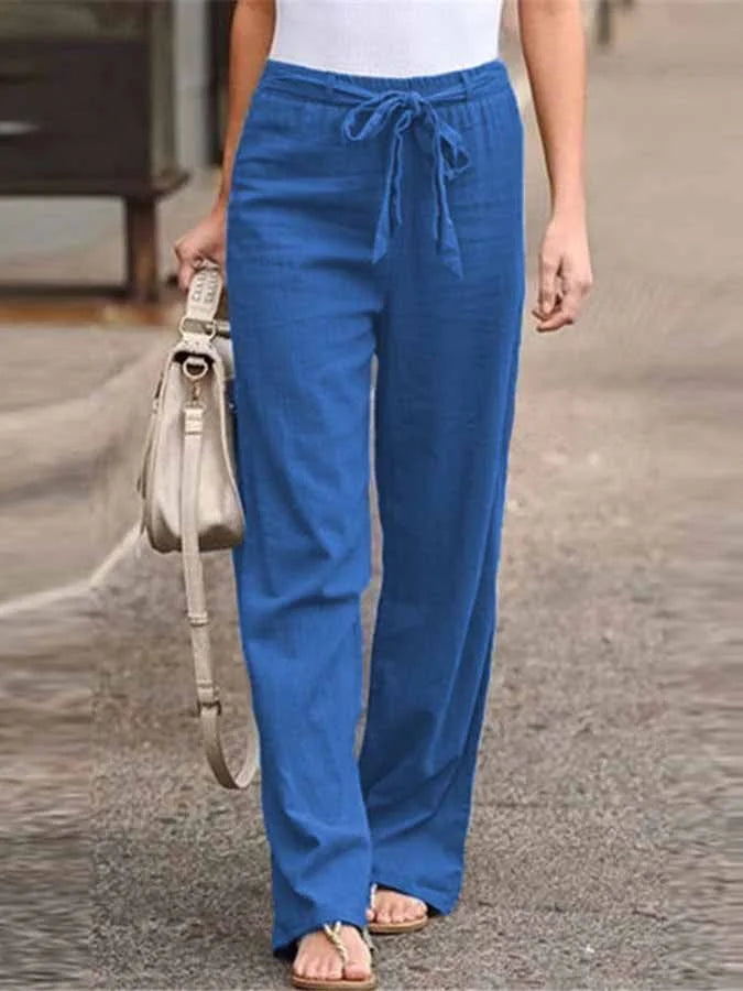 Faylinn | Dames Linnen Broek – Casual Losse Broek met Elastische Taille en Relaxte Fit
