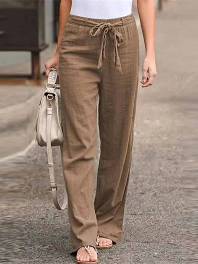 Faylinn | Dames Linnen Broek – Casual Losse Broek met Elastische Taille en Relaxte Fit