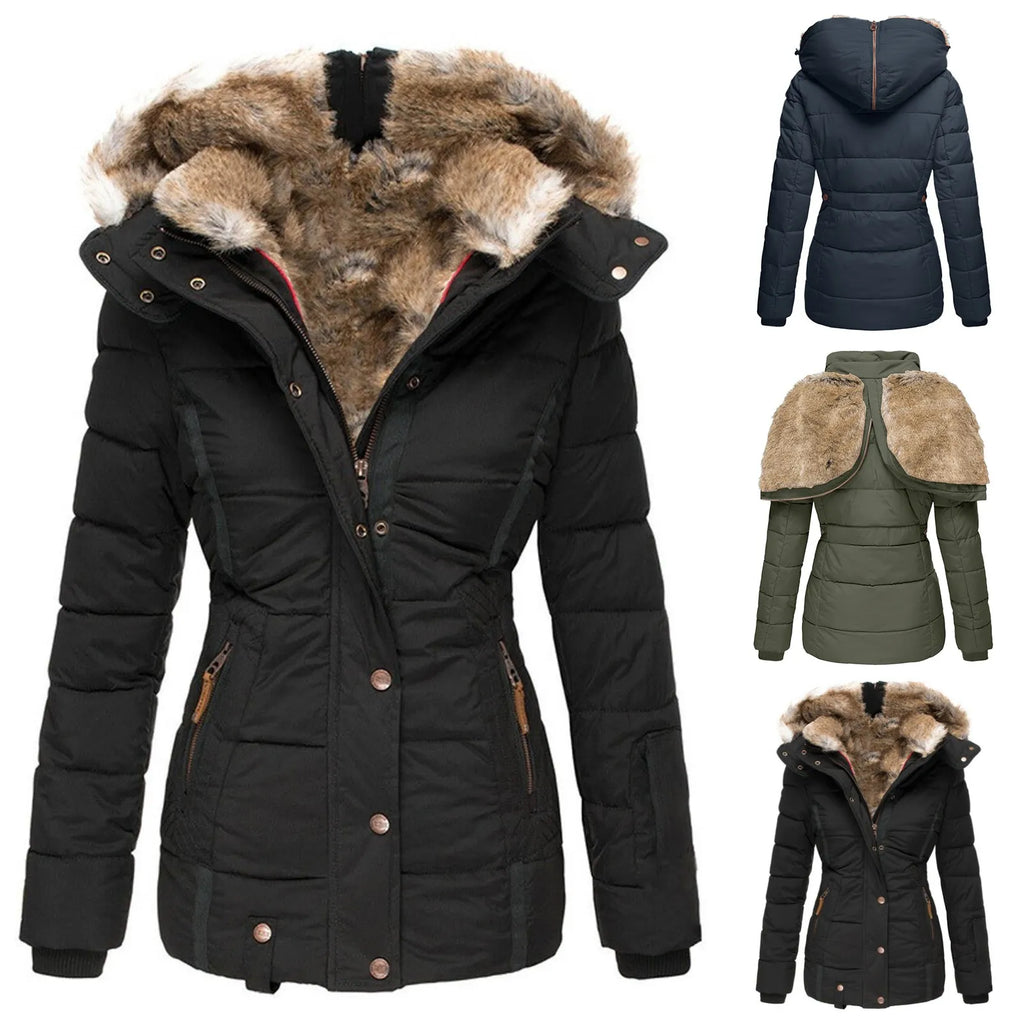 Betsie | Luxe Dames Winterjas met Capuchon – Warm Gevoerd en Bontgevoerde Jas