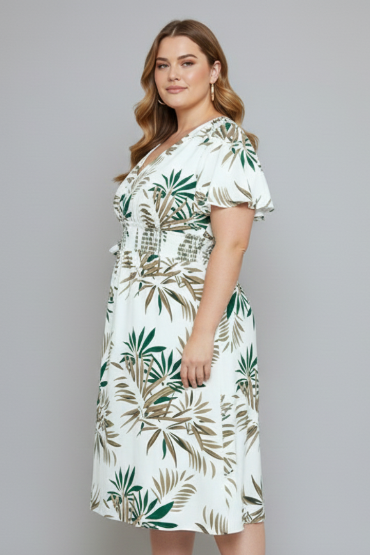Kora | Plus Size Dames Overslag Maxi Jurk – V-hals