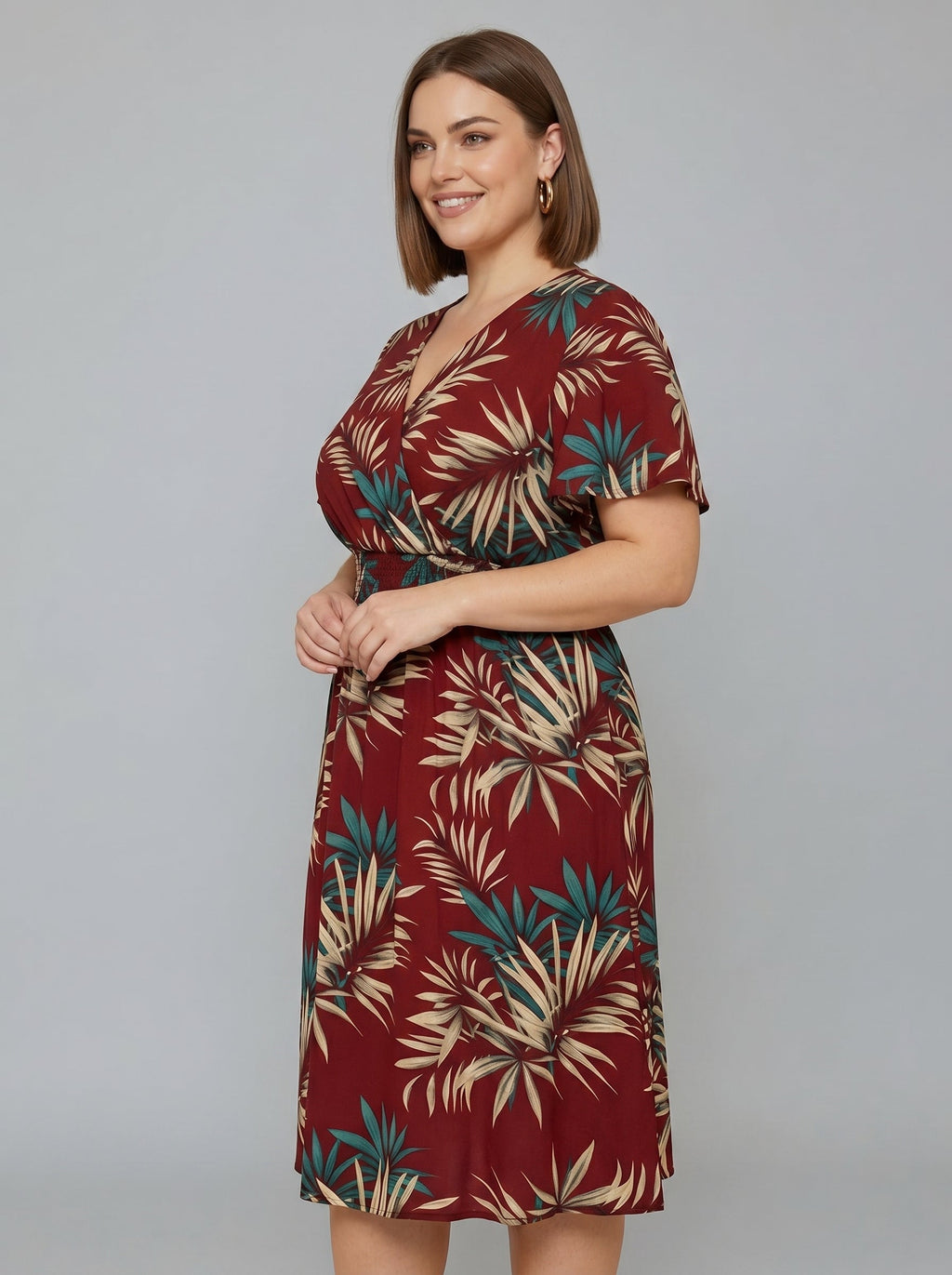 Kora | Plus Size Dames Overslag Maxi Jurk – V-hals