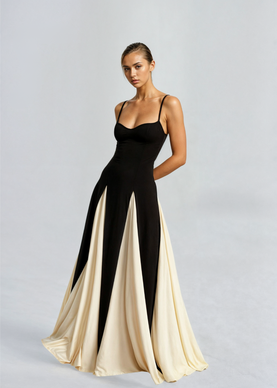 Yina | Dames mouwloze zwierige maxi-jurk – elegante lange panelen zomerjurk