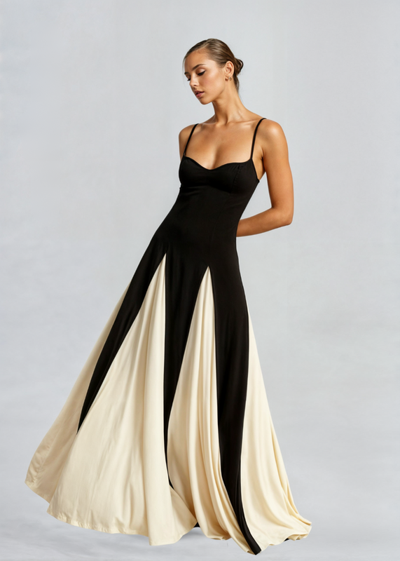 Yina | Dames mouwloze zwierige maxi-jurk – elegante lange panelen zomerjurk