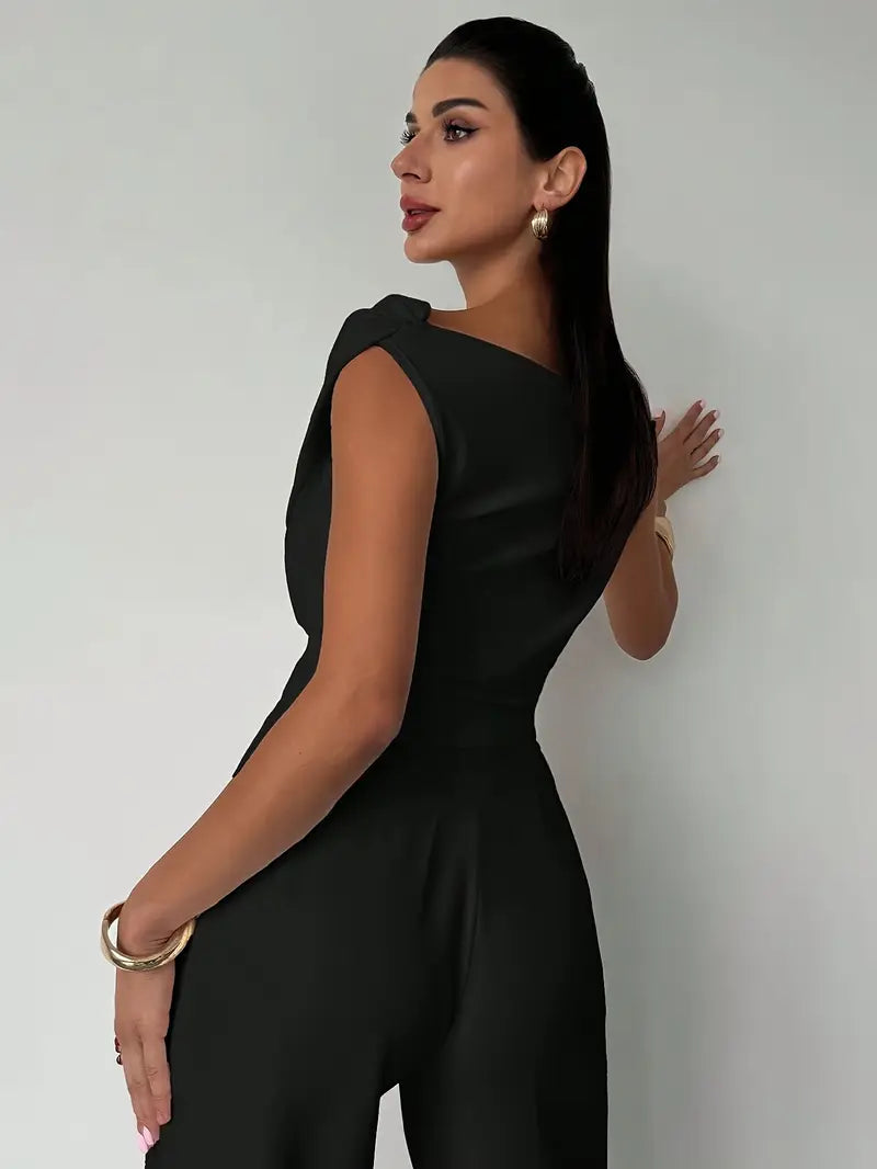 Melody | Dames Elegante Top met Gedrapeerde Schouders – Chique Vloeiende Feminine Blouse