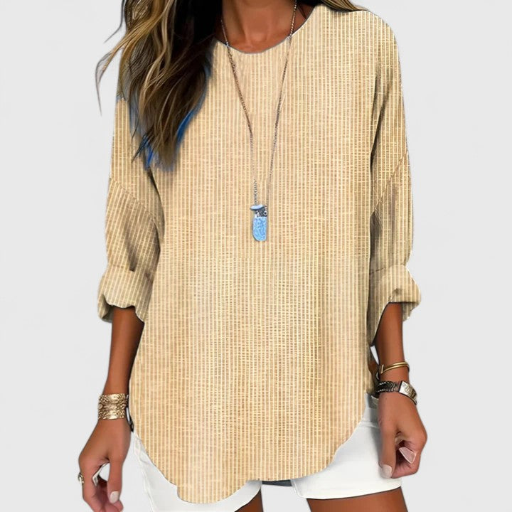 Asya | Casual damesblouse met V-hals – Lichtgewicht, ruimvallende top met korte mouwen
