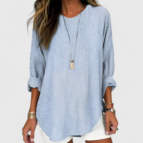 Asya | Casual damesblouse met V-hals – Lichtgewicht, ruimvallende top met korte mouwen