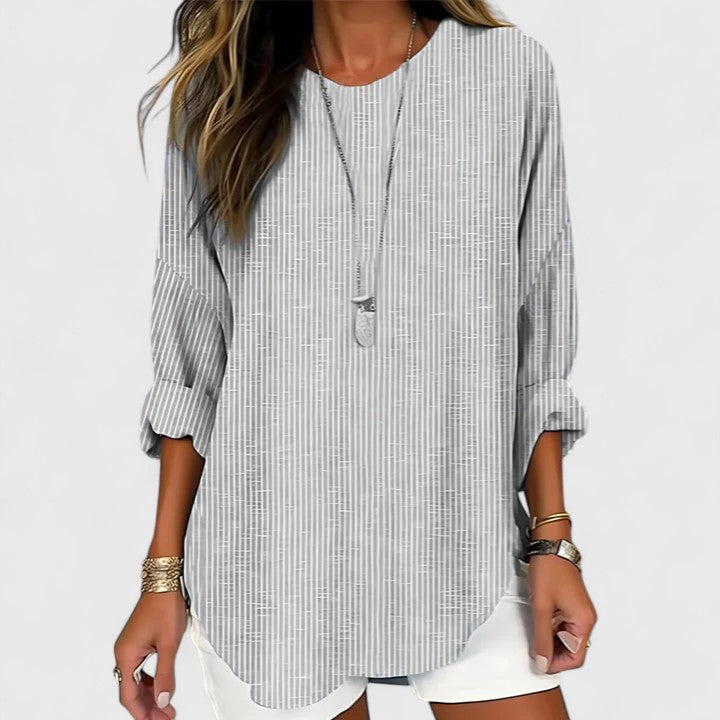 Asya | Casual damesblouse met V-hals – Lichtgewicht, ruimvallende top met korte mouwen