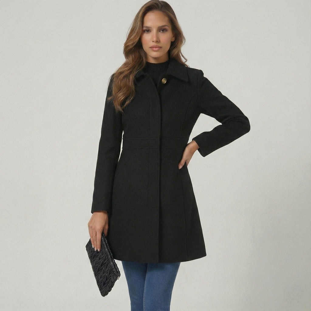 Minne | Dames Manteljas in A-Lijn met Klassieke Knopen en Elegante Silhouet