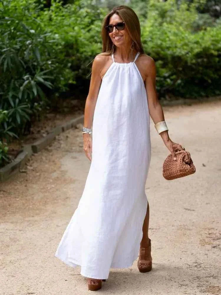 Myla | Mouwloze halterjurk voor dames – Chique maxi-avondjurk