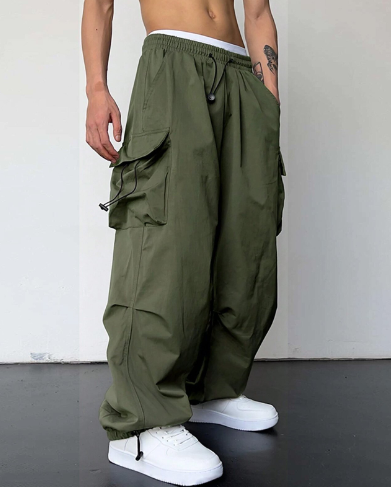 Luka | Cargo-broek voor heren met wijde pijpen – Ruime utility-broek met meerdere zakken