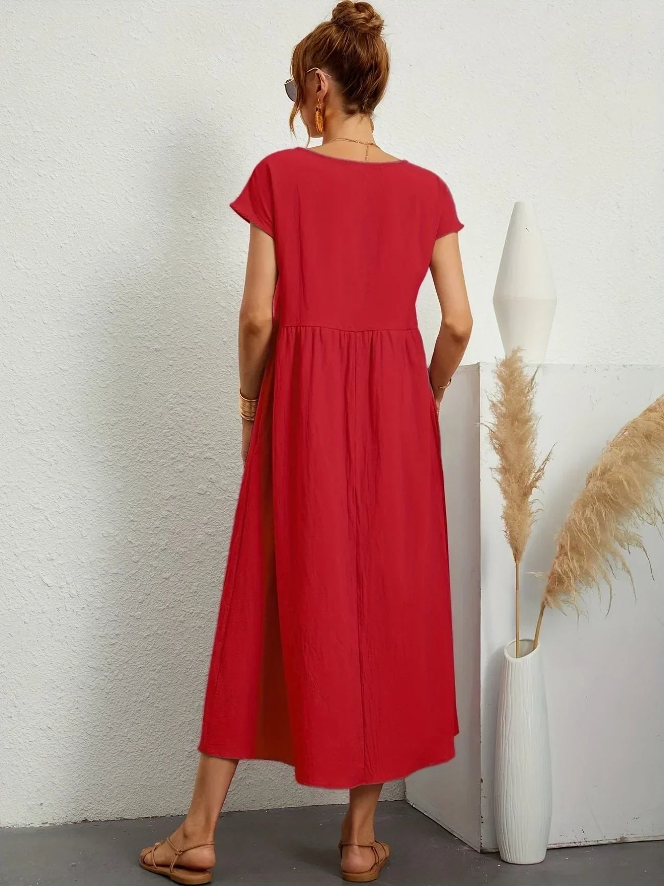 Alexa | Losvallende Maxi-Jurk voor Dames – Elegante Casual Jurk met Ronde Hals