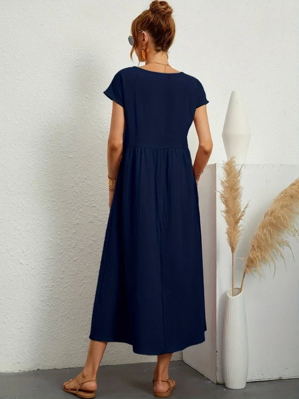 Alexa | Losvallende Maxi-Jurk voor Dames – Elegante Casual Jurk met Ronde Hals