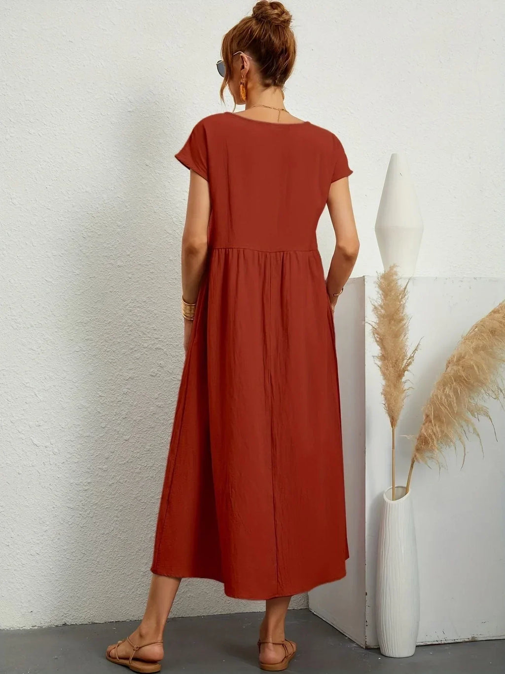 Alexa | Losvallende Maxi-Jurk voor Dames – Elegante Casual Jurk met Ronde Hals