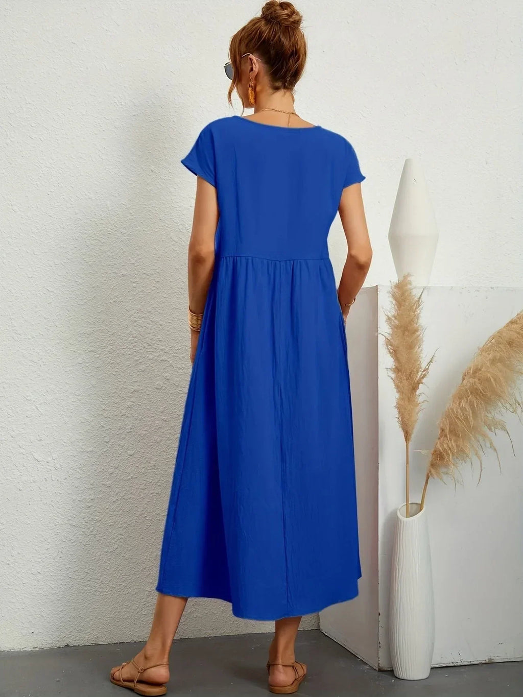 Alexa | Losvallende Maxi-Jurk voor Dames – Elegante Casual Jurk met Ronde Hals