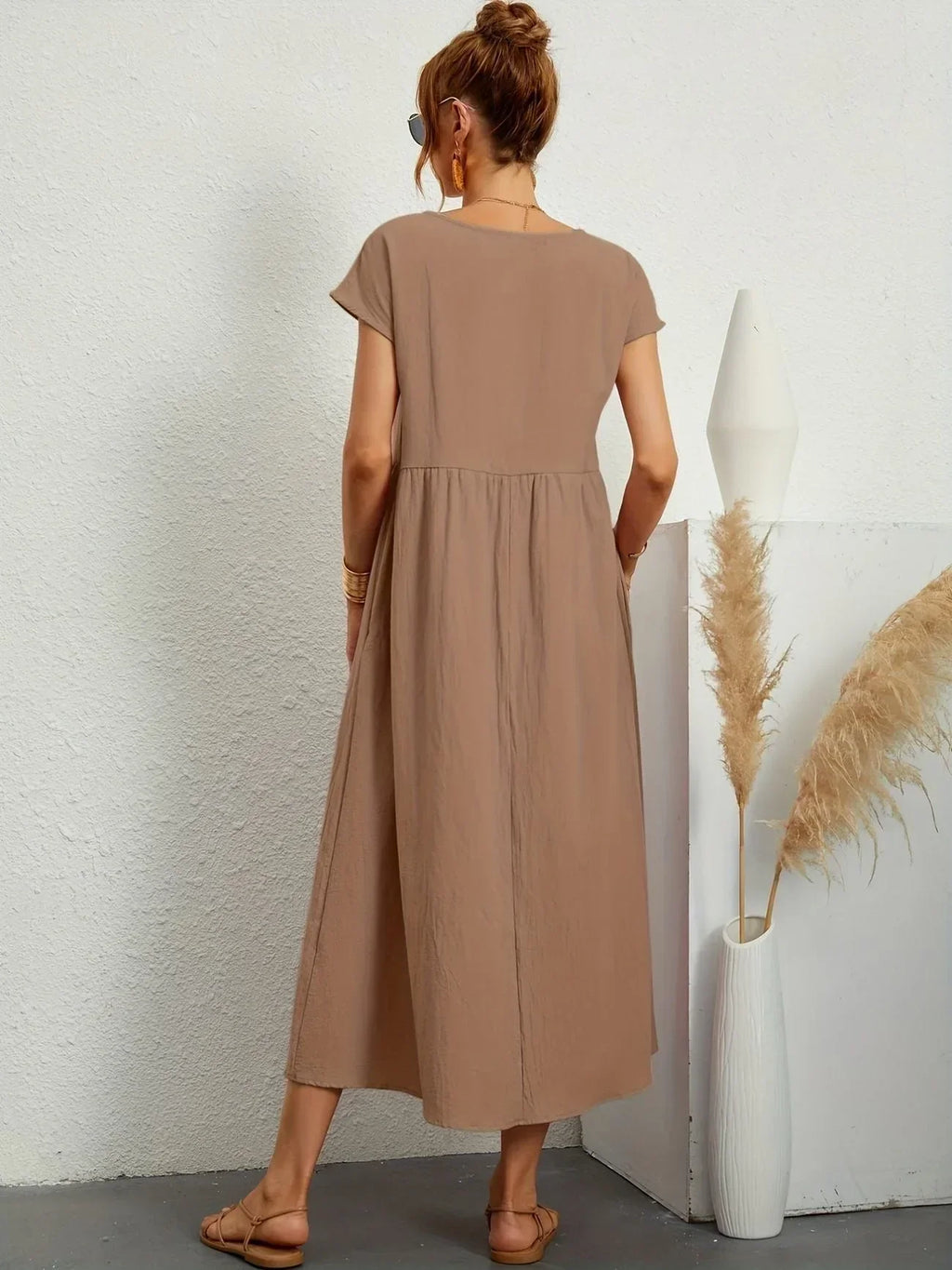 Alexa | Losvallende Maxi-Jurk voor Dames – Elegante Casual Jurk met Ronde Hals