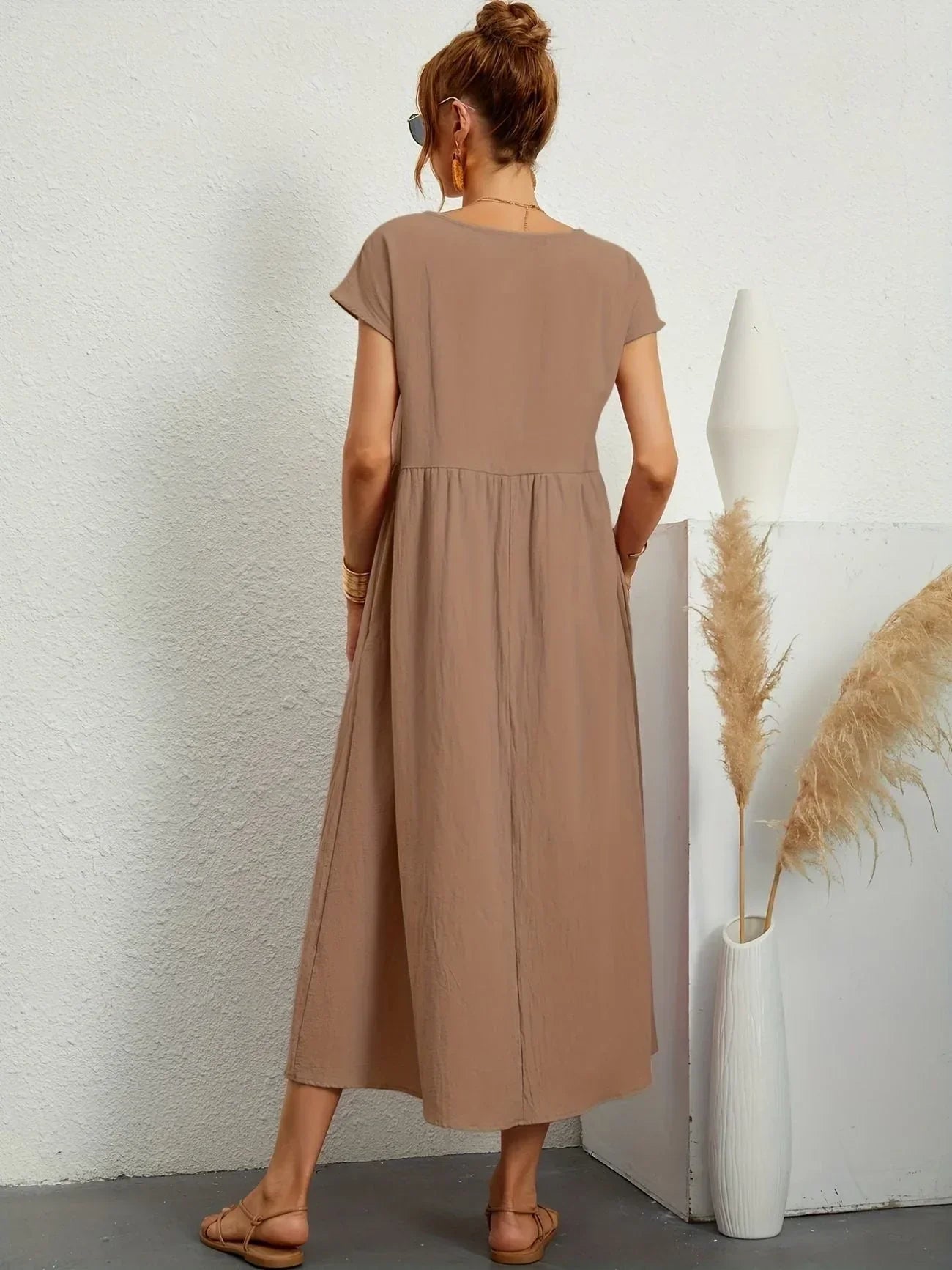 Alexa | Losvallende Maxi-Jurk voor Dames – Elegante Casual Jurk met Ronde Hals