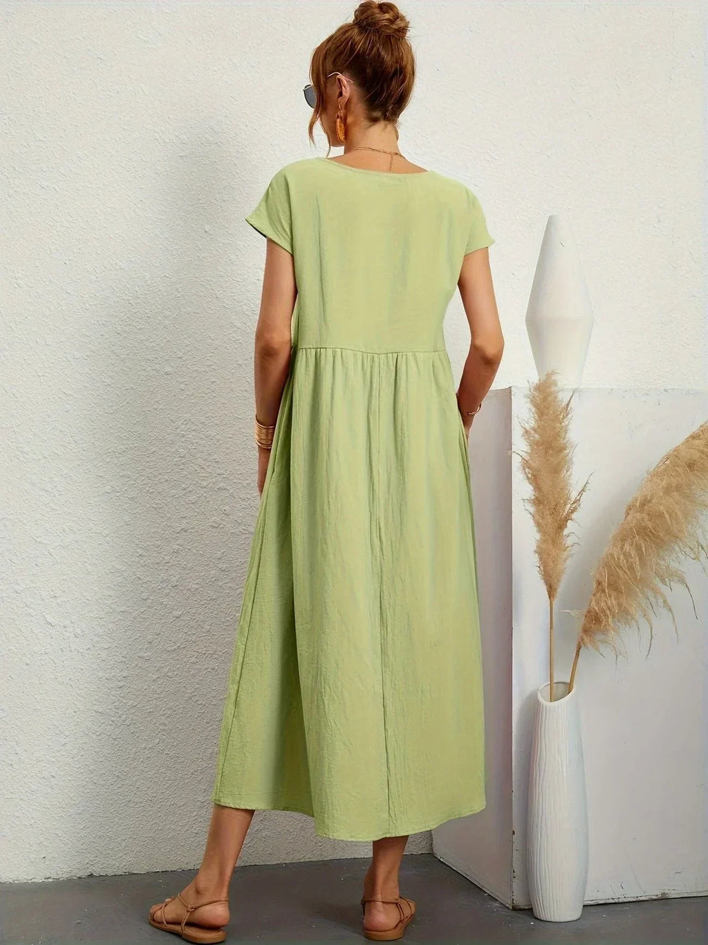 Alexa | Losvallende Maxi-Jurk voor Dames – Elegante Casual Jurk met Ronde Hals