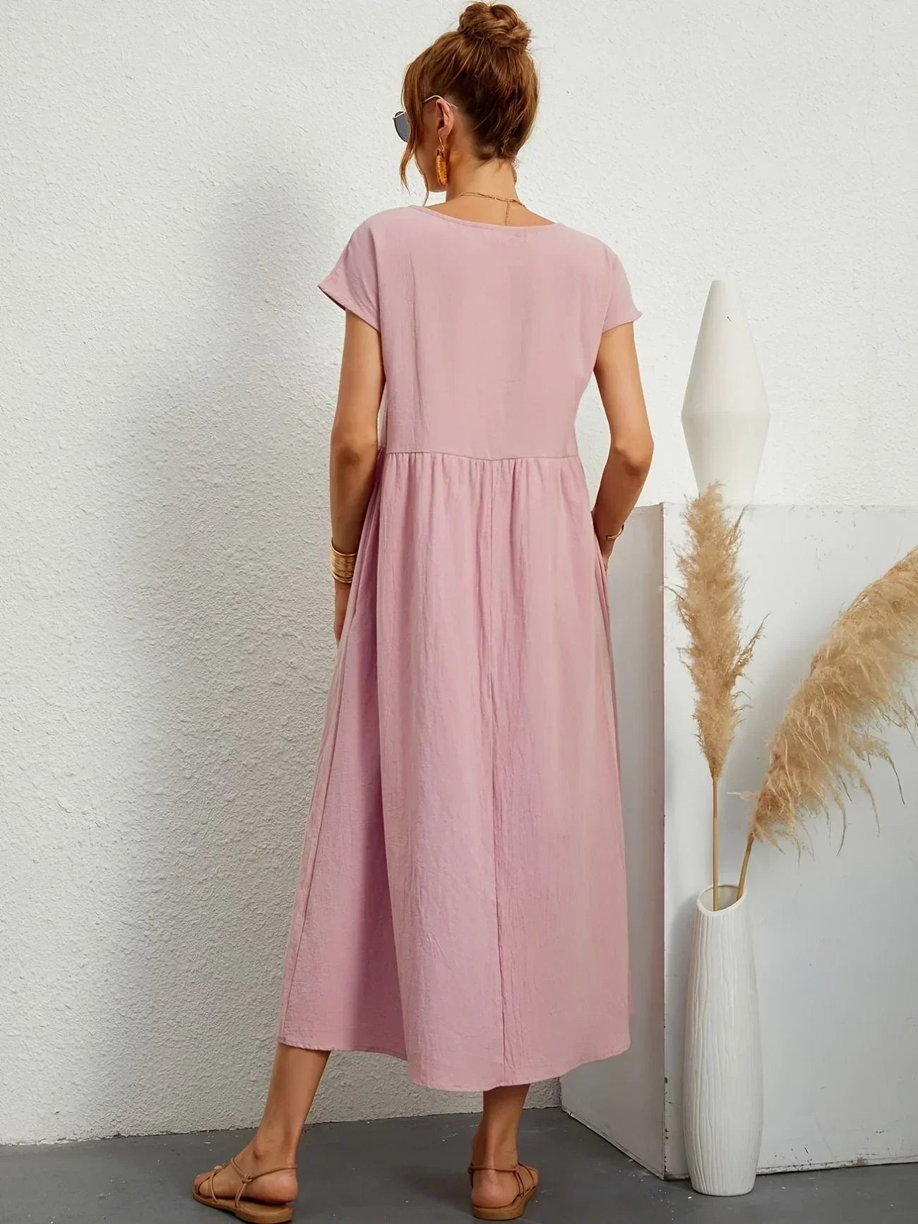 Alexa | Losvallende Maxi-Jurk voor Dames – Elegante Casual Jurk met Ronde Hals