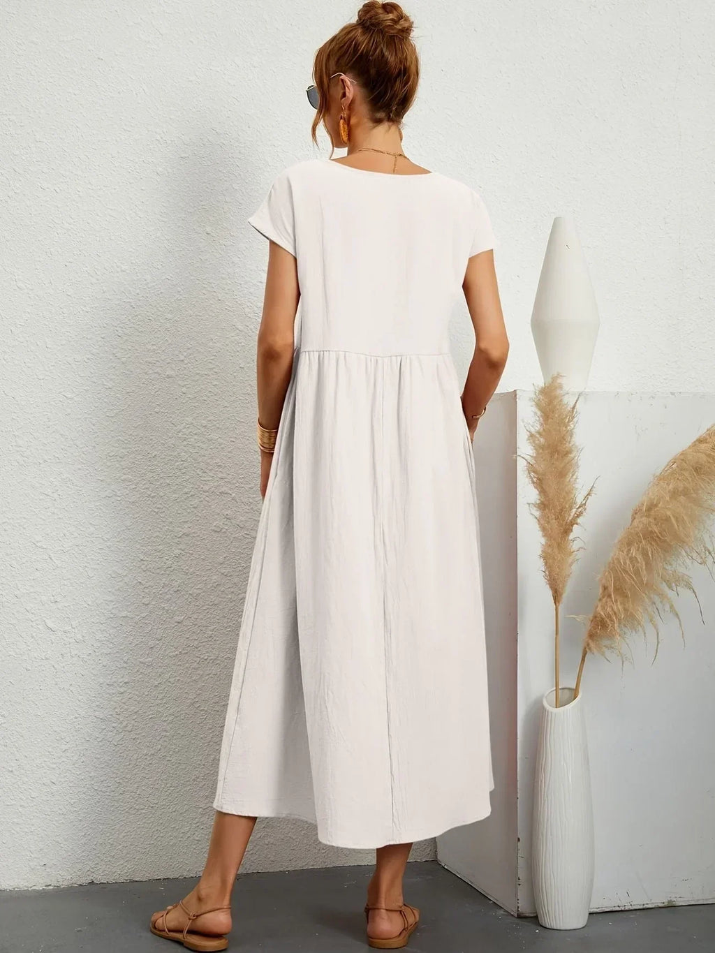 Alexa | Losvallende Maxi-Jurk voor Dames – Elegante Casual Jurk met Ronde Hals