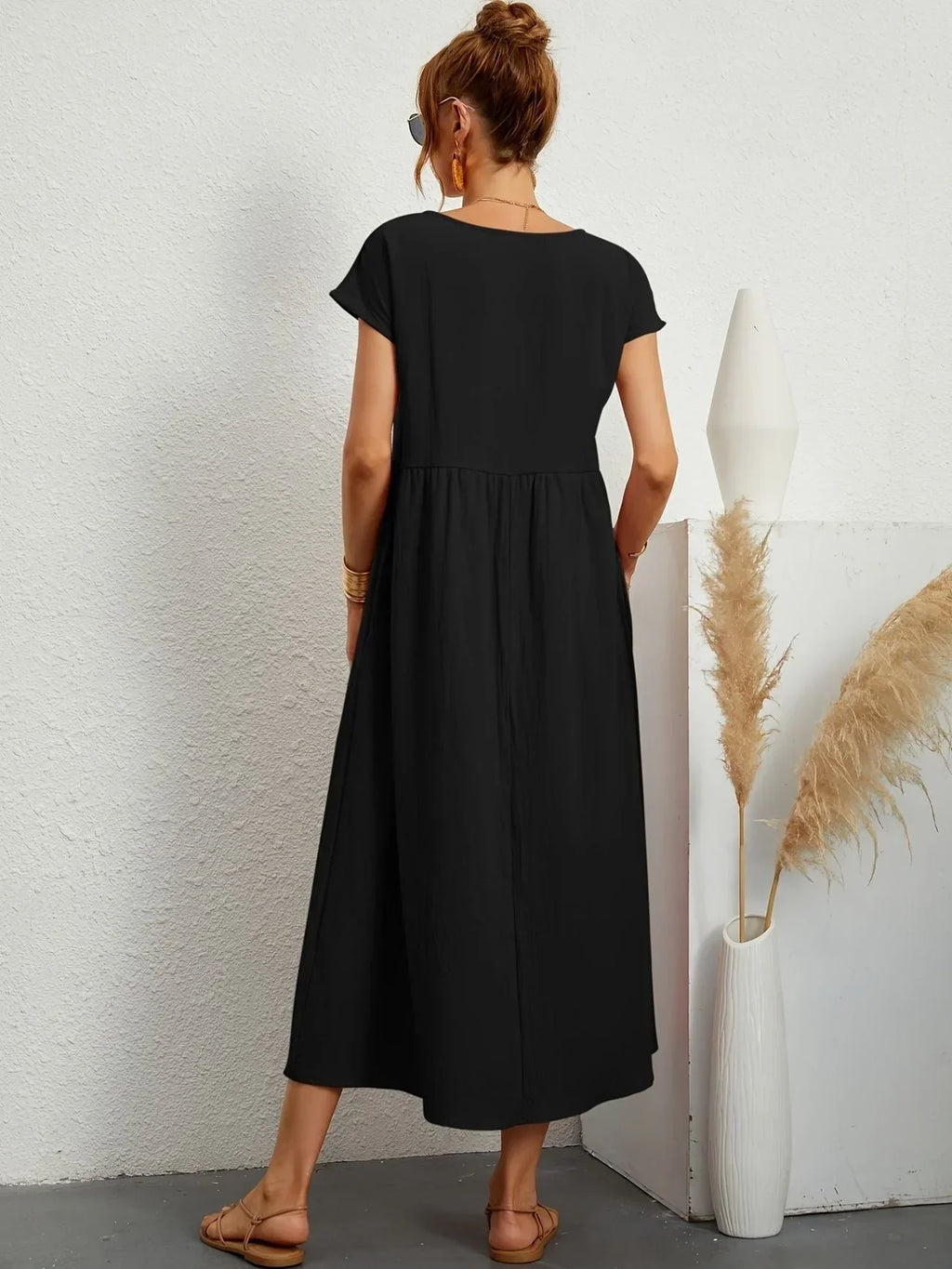 Alexa | Losvallende Maxi-Jurk voor Dames – Elegante Casual Jurk met Ronde Hals