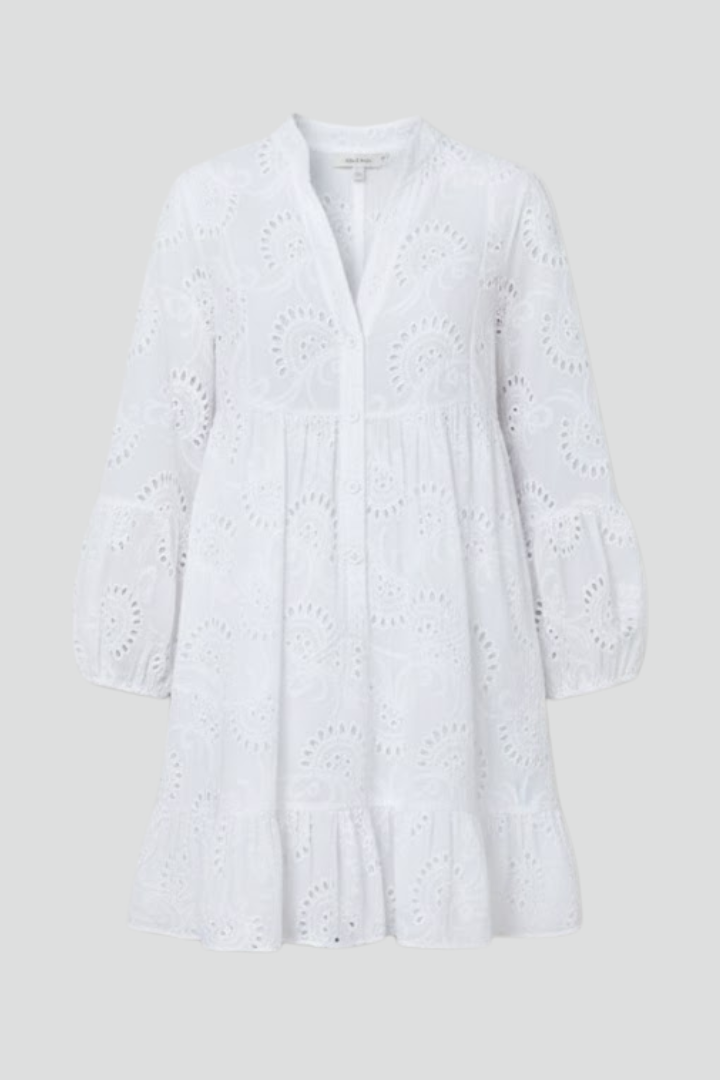 Virelle | Dames transparante mini-jurk met broderie anglaise borduursel