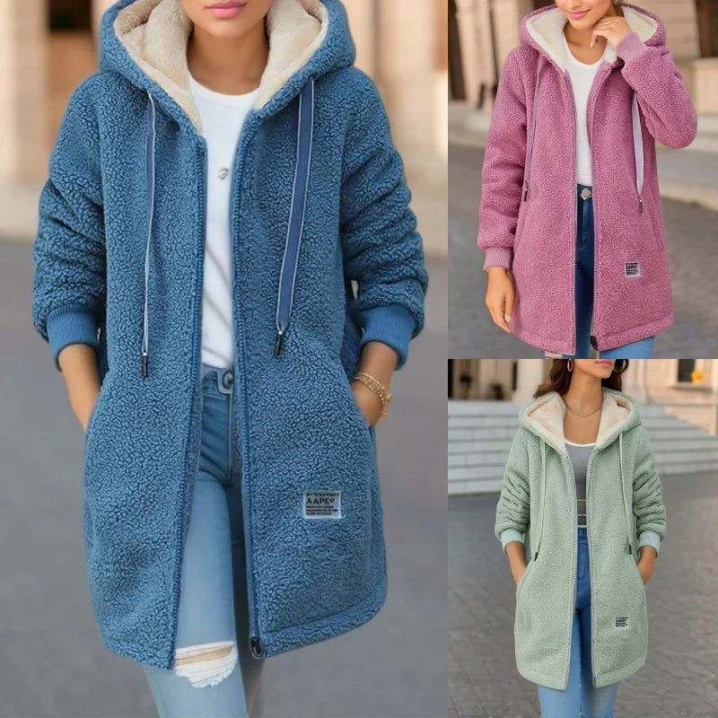 Antonia | Sherpa Fleece Jas Dames – Warme Hoodie Winterjas