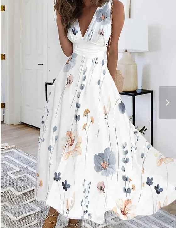 Isha | Dames bloemen maxi-jurk – elegante lange zomerjurk, zwierige boho-print zomerjurk