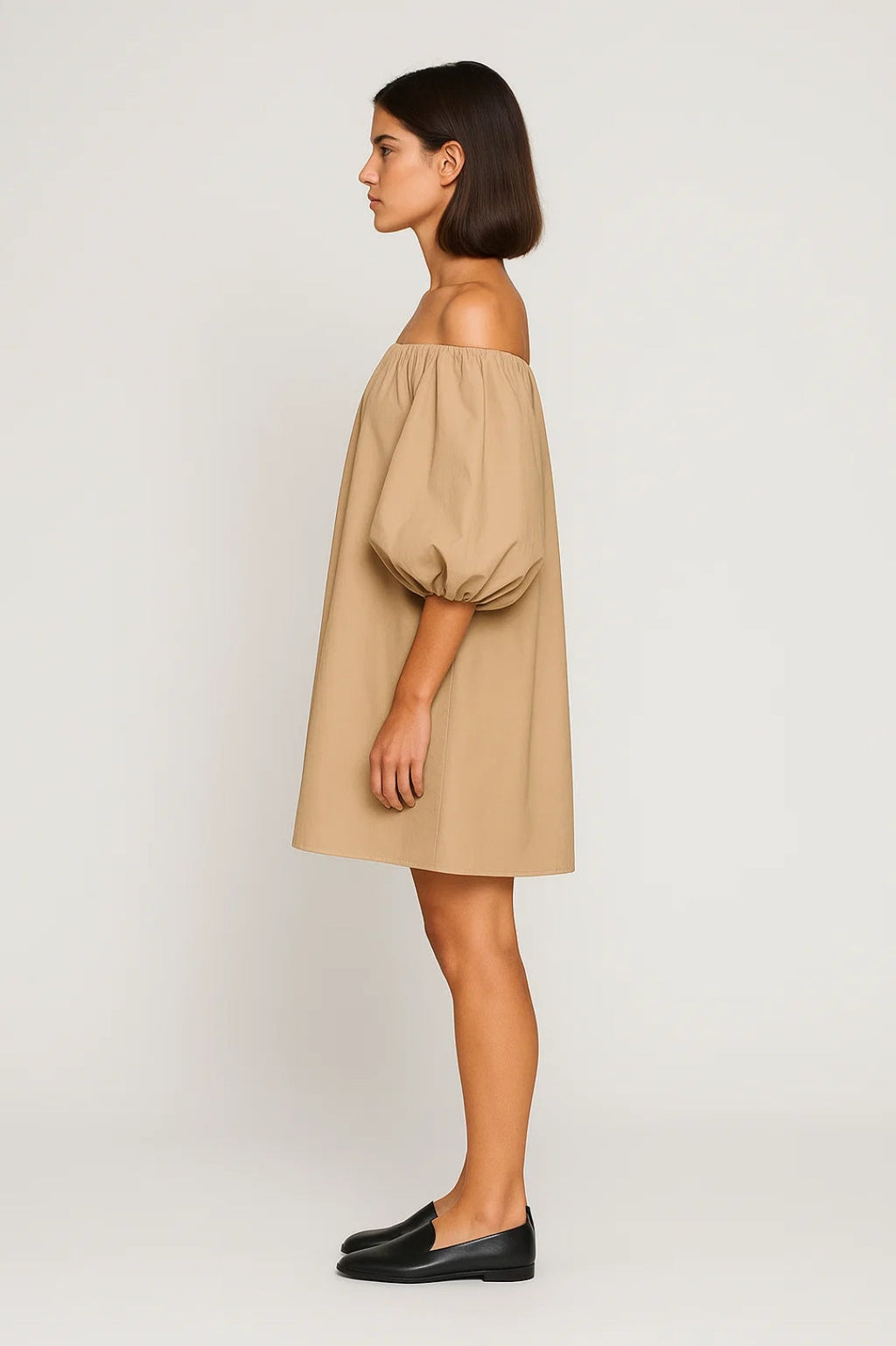 Delmira | Casual mini-jurk voor dames – Off-shoulder jurk met pofmouwen