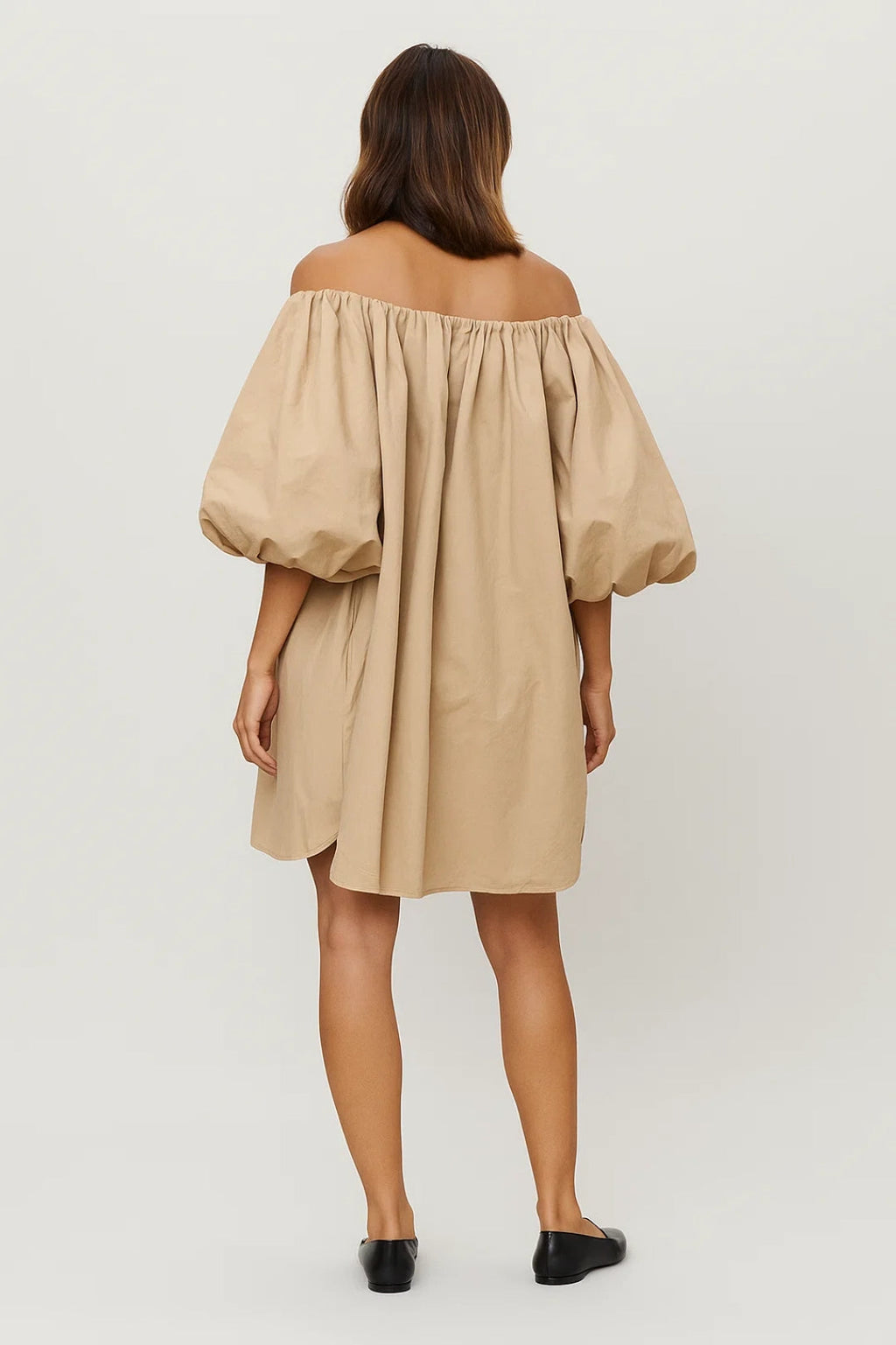 Delmira | Casual mini-jurk voor dames – Off-shoulder jurk met pofmouwen