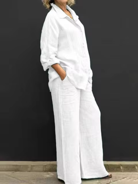 Amaris | Tweedelige linnen set voor dames – Vintage, casual boho-zomeroutfit