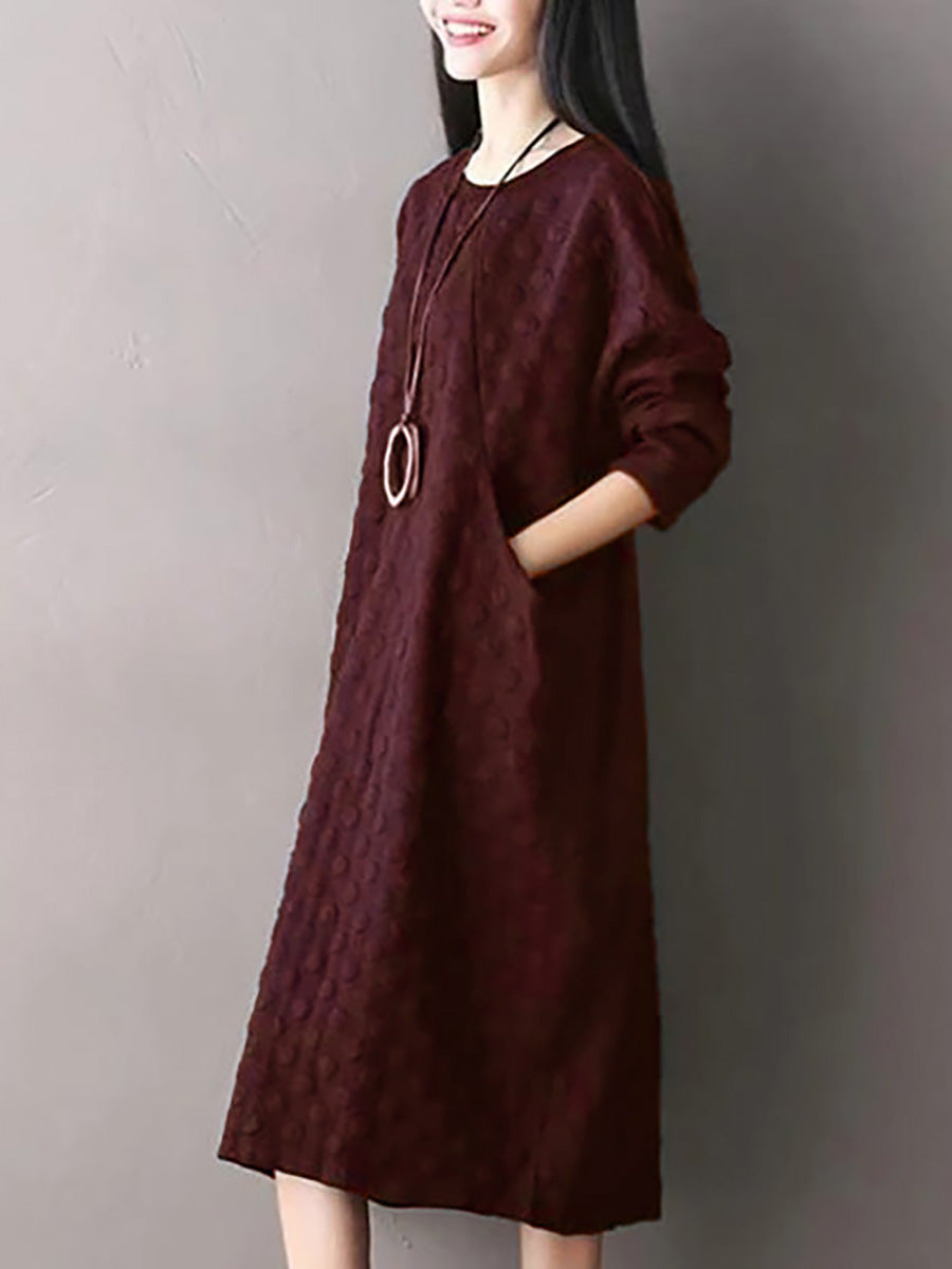 Carsyn | Dames Midi Jurk met Stippen – Casual Katoenen Jurk in Grote Maten