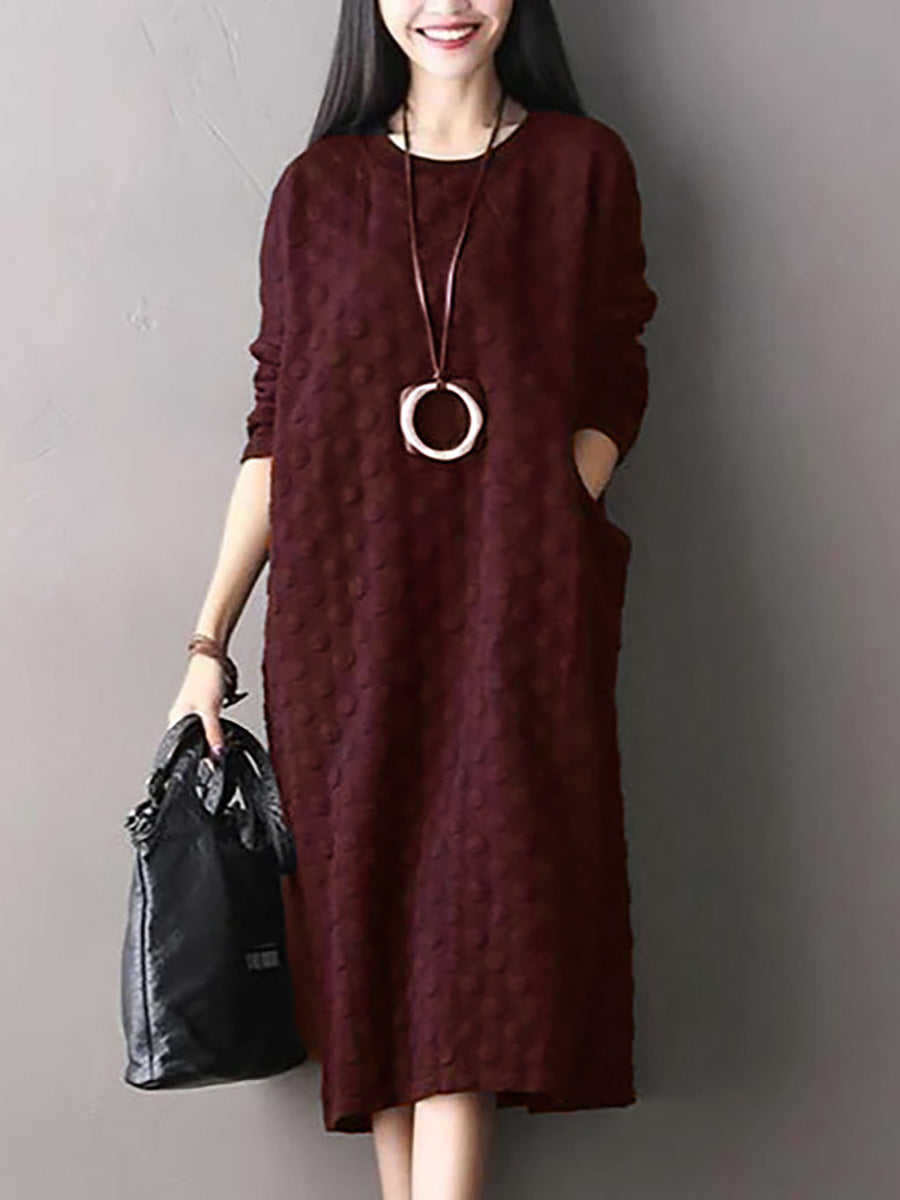 Carsyn | Dames Midi Jurk met Stippen – Casual Katoenen Jurk in Grote Maten