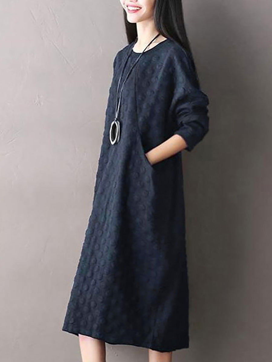 Carsyn | Dames Midi Jurk met Stippen – Casual Katoenen Jurk in Grote Maten