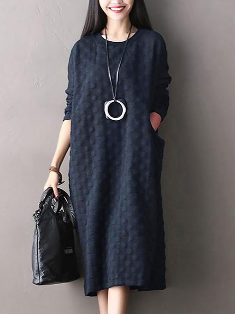 Carsyn | Dames Midi Jurk met Stippen – Casual Katoenen Jurk in Grote Maten