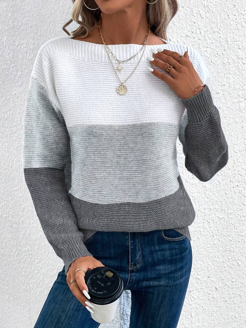 Jessalisse | Dames Gebreide Trui met Kleurrijk Design – Ronde Hals