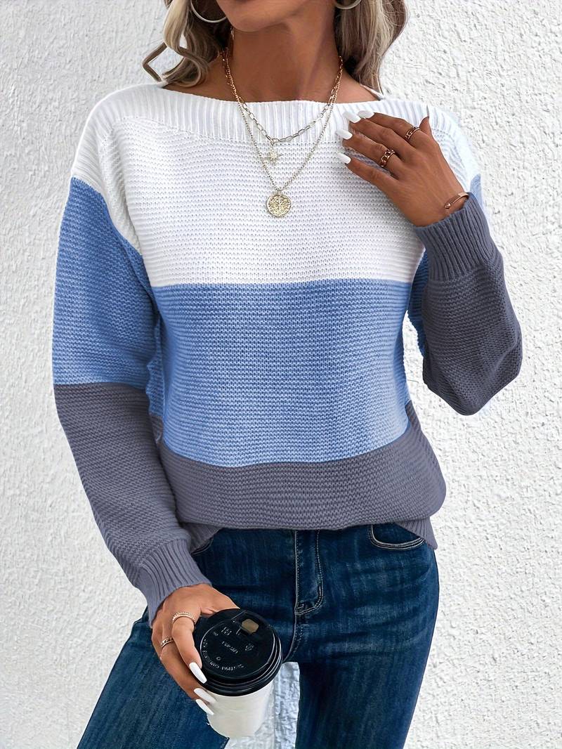 Jessalisse | Dames Gebreide Trui met Kleurrijk Design – Ronde Hals