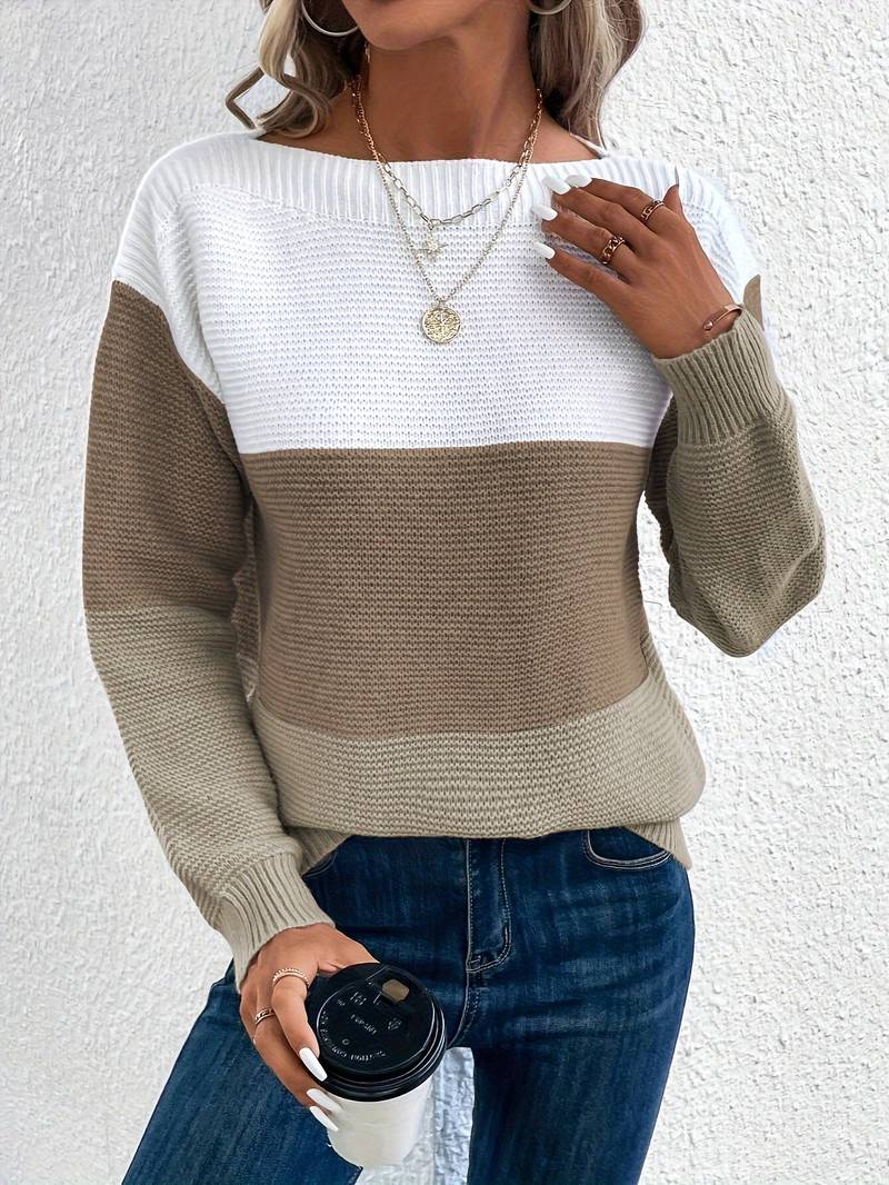 Jessalisse | Dames Gebreide Trui met Kleurrijk Design – Ronde Hals