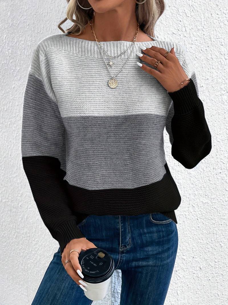 Jessalisse | Dames Gebreide Trui met Kleurrijk Design – Ronde Hals
