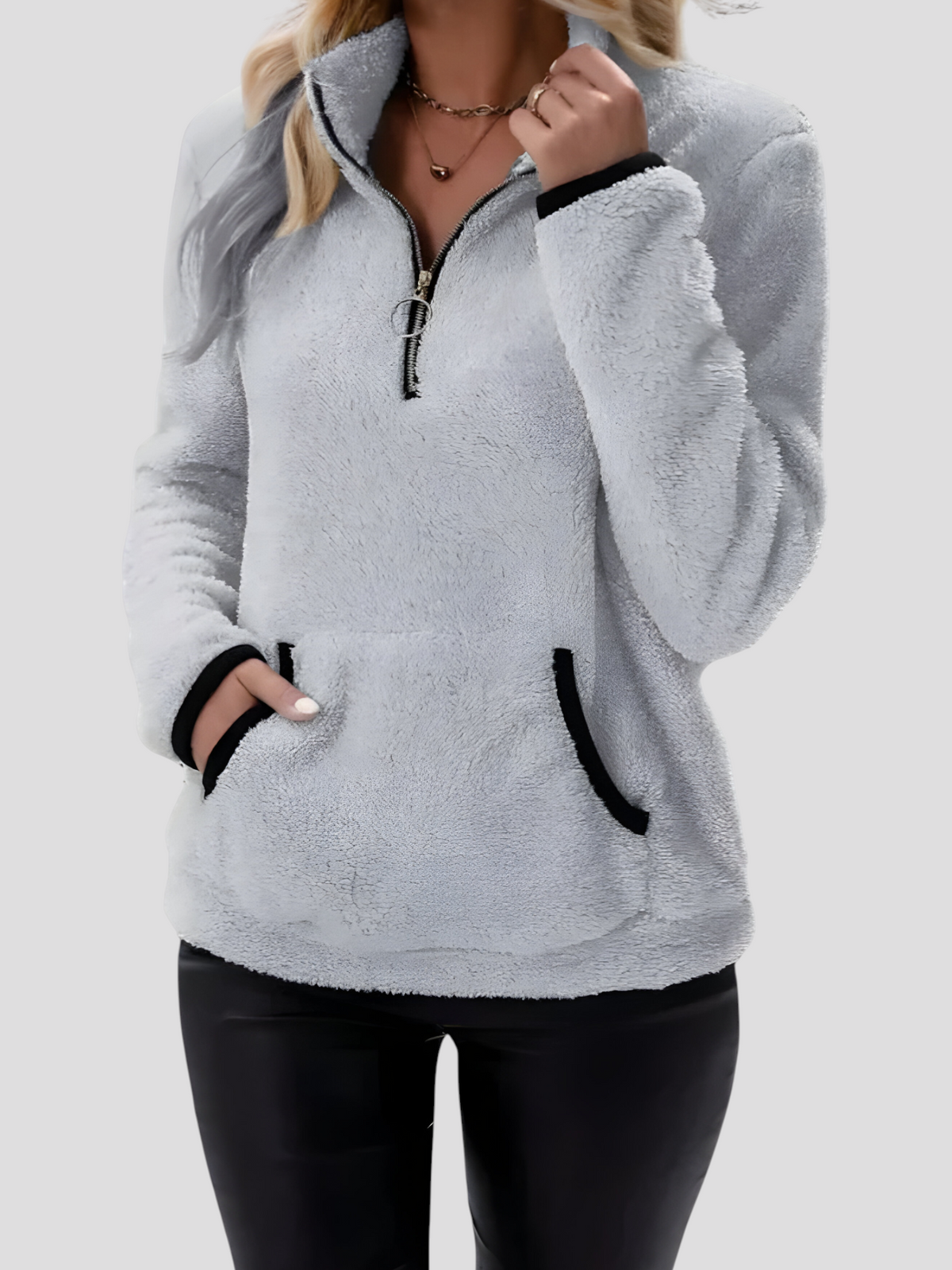 Petralie | Dames Sherpa Fleece Trui – Zachte, Fluffy Trui met Lange Mouwen
