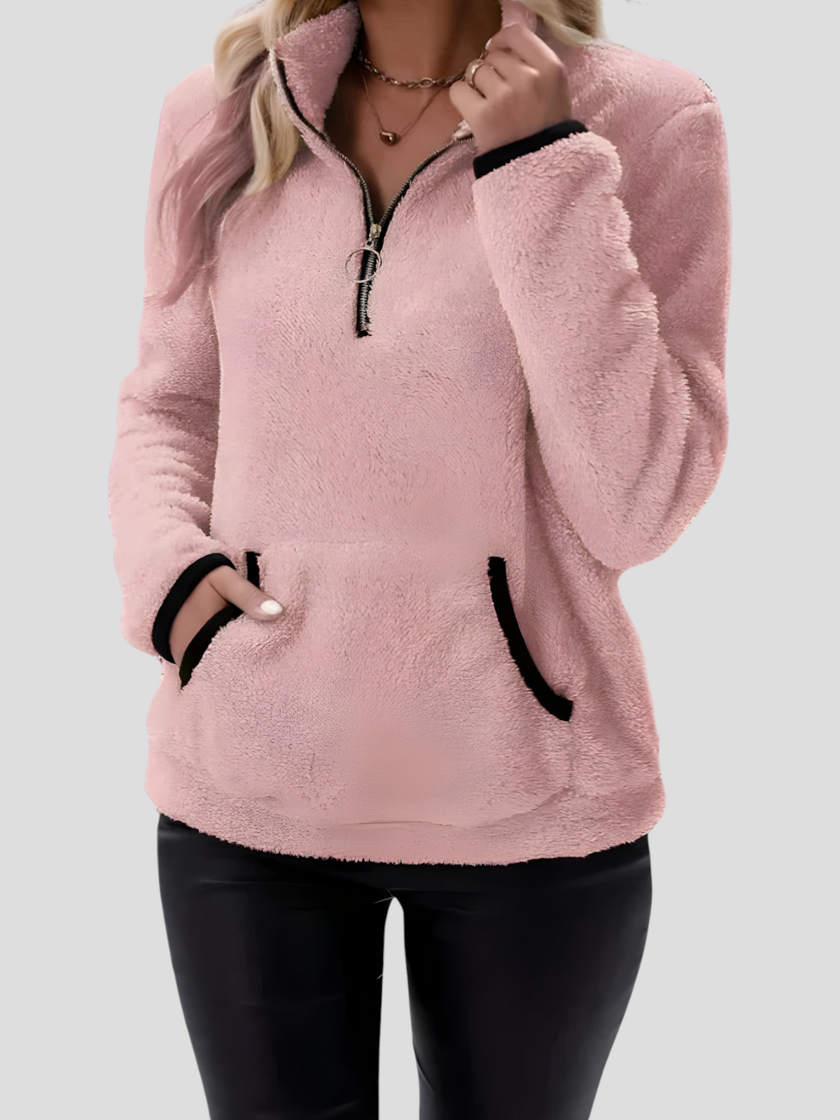 Petralie | Dames Sherpa Fleece Trui – Zachte, Fluffy Trui met Lange Mouwen