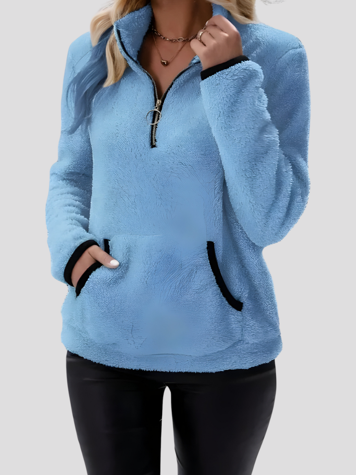 Petralie | Dames Sherpa Fleece Trui – Zachte, Fluffy Trui met Lange Mouwen