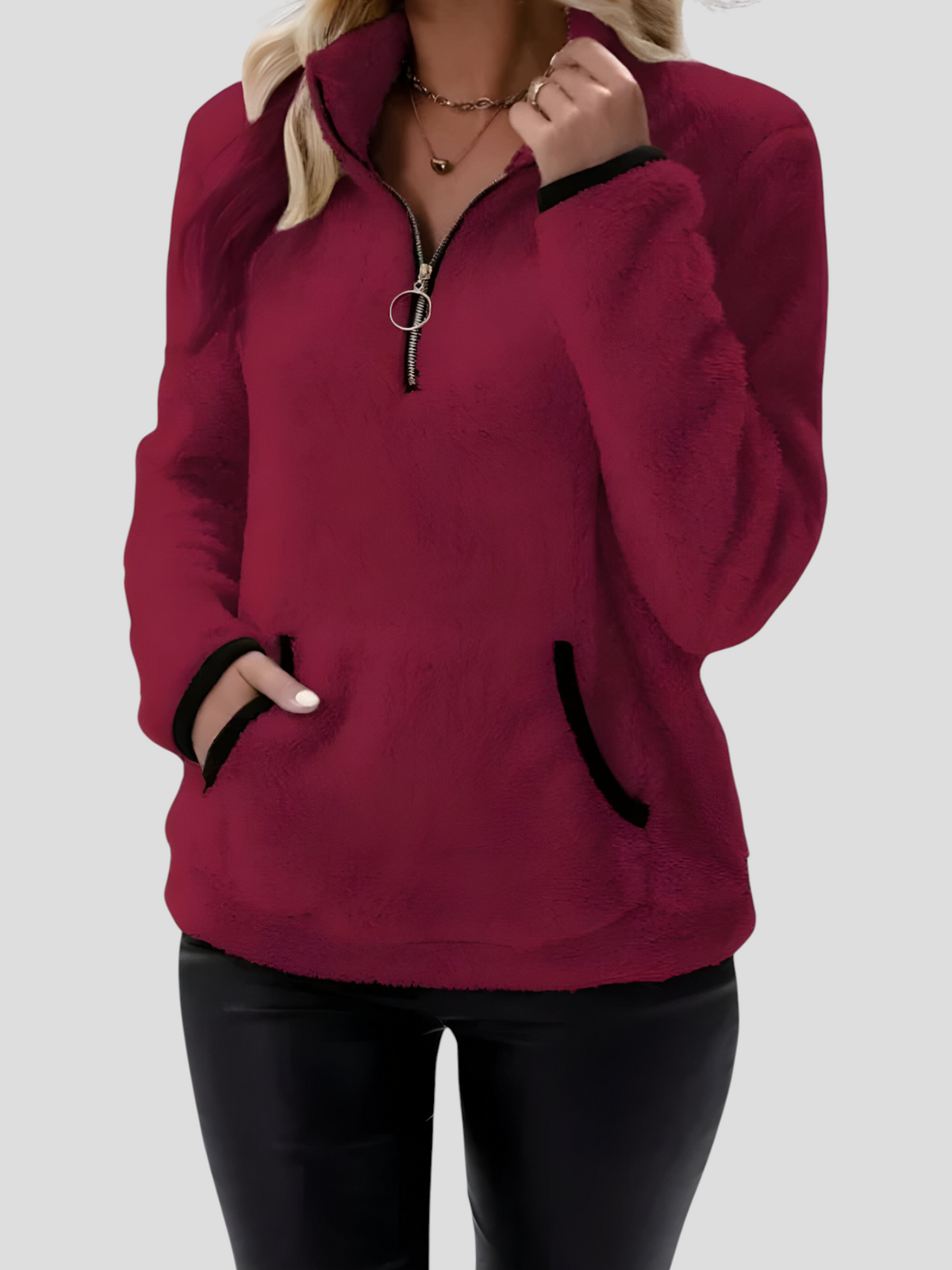 Petralie | Dames Sherpa Fleece Trui – Zachte, Fluffy Trui met Lange Mouwen